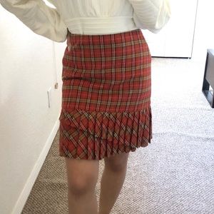 Loft Fall Plaid Pleated Wool Mini Skirt 2